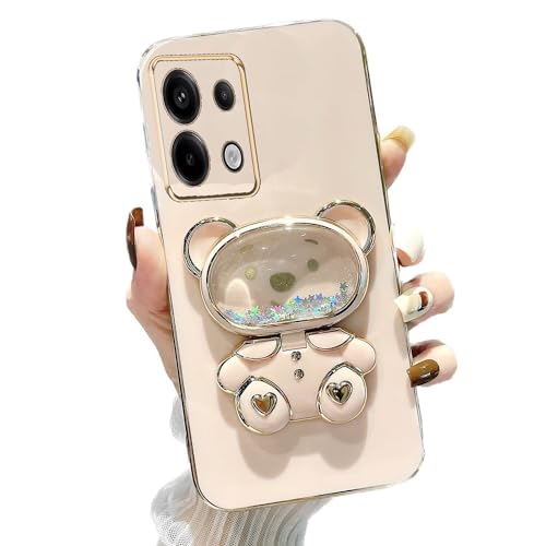 Miagon Bear �~���[�X�^���h�P�[�X Xiaomi Redmi Note 13 4G�p�A���� �O���b�^�[ �d�C���b�L �\�t�g TPU �ی� �X���� �ϏՌ��J�o�[ �~���[�z���_�[�t�� �L�b�N�X�^���h �s���N