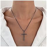 Vintage Negro Cruz Colgante Collar como las imágenes que se muestran, aproximadamente 46 + 5 cm, con 5 cm de extensión de la cadena, se puede ajustar a la longitud adecuada.