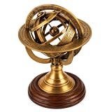 5' Nautical Brass Armillary Sphere World Globe Rosewood Base Table Decor Gift