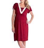 robe chemise rouge et noir Entretien: Lavable machine Loralie Robe de Grossesse Femme Manches Courtes Chemise de Nuit Allaitement Maternité,Rouge,XL