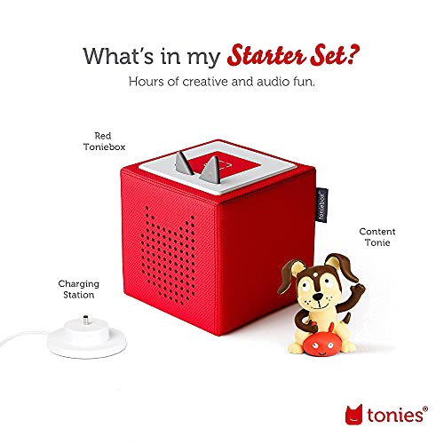 Image of Toniebox 1 Audio Player Starter Set with Playtime Puppy - Listen, Learn, and Play with One Huggable Little Box - Red
