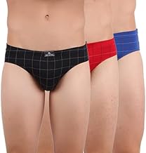 Crystal Italia Brief Men's Super Combed Cotton Checkered Brief with Concealed Waistband | Assorted | (Multipack)