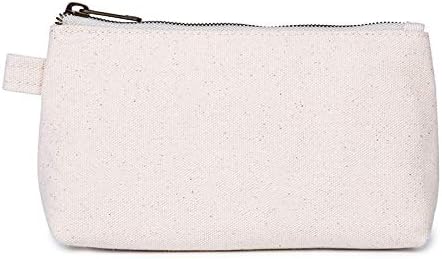 Necessaire de maquiagem YONBEN em algodão, bege, com compartimentos e zíper