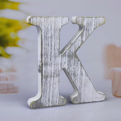 Image of WOODOUNAI 6 Inch Wood Letters Unfinished Rustic Wood Letters for Wall Decor Decorative Standing Letters Slices Sign Board Decoration for Craft Home Party Projects (K)