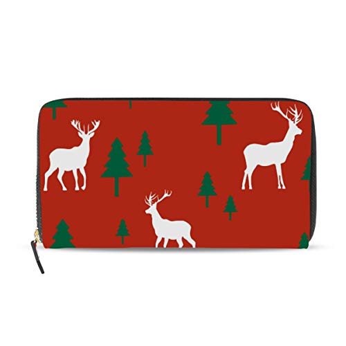 GIGIJY - Cartera larga de piel con cremallera para mujer, diseño de ciervos y árboles, multicolor, Talla única