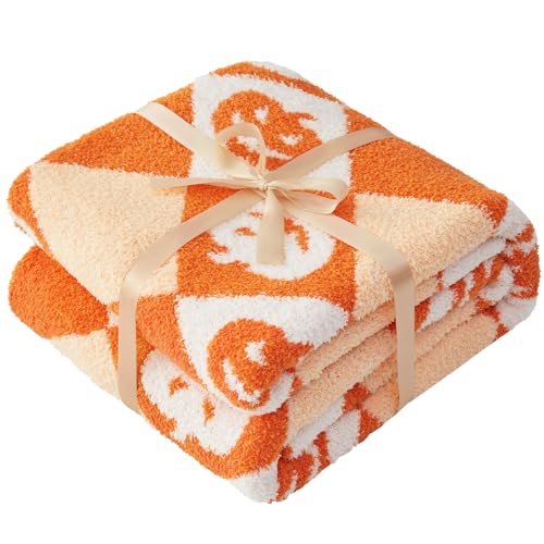 Image of CYMULA Halloween Knit Throw Blanket - Pumpkin Blanket for Couch, Soft Cozy Lightweight Fluffy Blanket for Fall Decor, 60 inchx80 inch