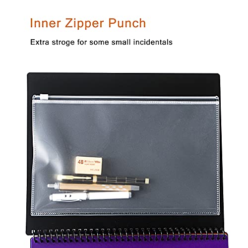 Seashell 2 Pack 24 Pockets Spiral Project Organizer, Poly Project Organizer With 12 Colored Dividers, Customizable Front Cover, Clear Zip Punch, Letter Size, 1/3-Cut Tab, Write & Erase #TOP4