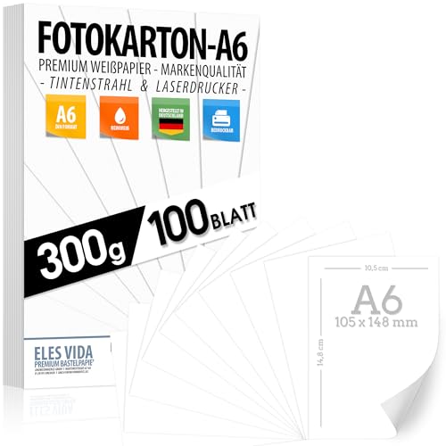 Cartón fotográfico A6, color blanco, 300 g/m², papel de dibujo prémium, sin imprimir, para tarjetas, presentaciones, manualidades, papel grueso, para aprendizaje universitario, guardería, cartón