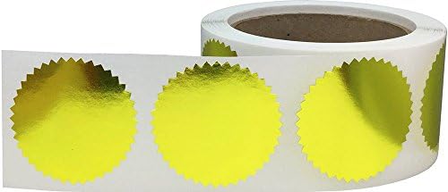 Envelope Package Seals Serrated Edge Color Coding Labels Metallic Gold Certificate Award Stickers 2 Inch Round 500 Total Adhesive Stickers image 5