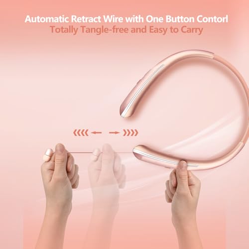 Image of Gardway Neckband Bluetooth Headphones, Bluetooth 5.4 Wireless Headphone with Retractable Earbud,16Hrs Playtime, IPX5 Sweatproof, Around The Neck Headphones Stereo Headset (Rosegold)