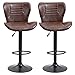 HOMCOM Juego de 2 Taburetes de Bar Tapizado en Cuero Sintético Taburetes Altos de Comedor Regulable en Altura Giratorio con Respaldo y Reposapiés 46,5x54x88-108 cm Marrón