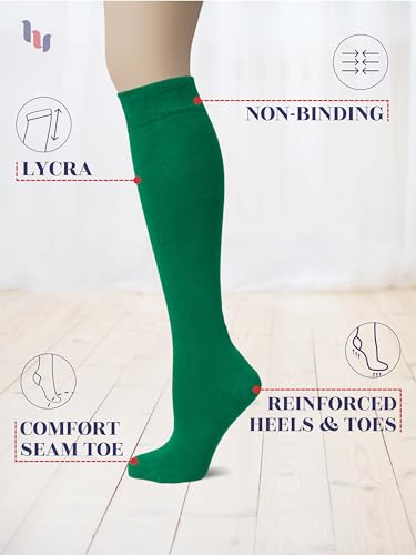 Image of Hugh Ugoli Women's Rayon Derived from Bamboo Knee High Socks Comfort Seam Long Dress Socks, Shoe Size 5-8 /8-11, 4 Pairs