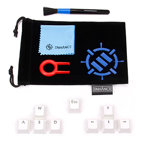ENHANCE PBT Keycaps Set Doubleshot Key Caps Gaming Keyboard Upgrade Kit - Plastic Backlit Clear WASD Compatible with Mechanical Switches - Keycap Puller, Dust Brush and Microfiber Cloth - Blue ENHANCE PBT Keycaps Set Doubleshot Key Caps Gaming Keyboard Upgrade Kit - Plastic Backlit Clear WASD Compatible with Mechanical Switches - Keycap Puller, Dust Brush and Microfiber Cloth - Blue