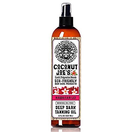 Hawaiian Lei Dark Tanning Oil by Coconut Joe's | No Harmful Chemicals, Mineral Oil Free, 8 Ounce Bottle