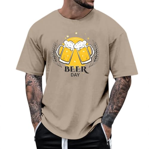 Chemise Homme Coton T-Shirt Graphique Manches Courtes Imprimé Bière Léger et Respirant