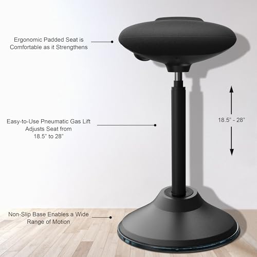 立っているオフィスチェア、調整式エルゴノミックスタンディングスツール、回転座り姿勢バランス椅子、滑り止め底 [3]