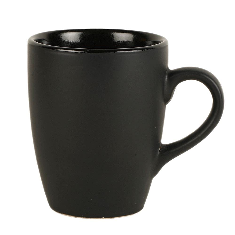 BRUSHFINCH Ceramic Serving Black Matte Finish Coffee Mug Tea Cup - 1 Piece, 300 ML