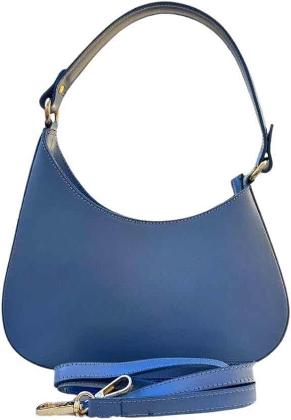 Ivan Troy Elegant Lala Leather Handbag - Italian Craftsmanship | Italian Shoulder Bag for Women (Blue)