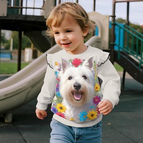 Uourmeti Girls' Ruffle Shoulder Tops Toddler Long Sleeve Tee Shirts Pullover Tops4