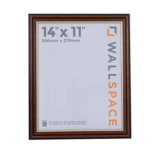Wall Space 14x11 Brown Frame with Gold Inset, Brown with Gold Line, 14x11 inches