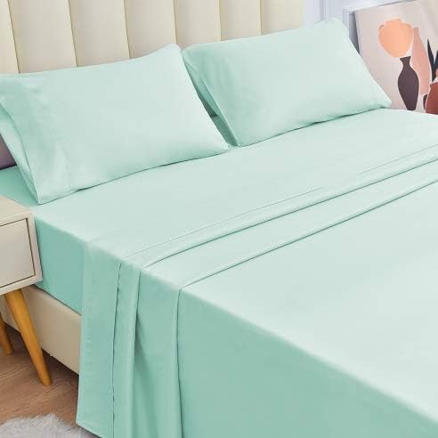 JÁCLER Twin 3 Piece Sheet Set- Microfiber Bedding - Bed Sheets - Extra Soft - Easy Fit - Breathable & Cooling Sheets - Comfy, Wrinkle, Fade - Stain Resistant– Aqua