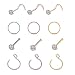 20G 12 pcs Nose Hoop Rings Stainless Steel CZ Nose Rings Body Piercing Jewelry L Shaped Nose Studs for Women Men