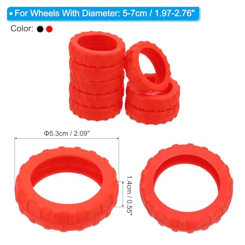 PATIKIL Luggage Wheels Cover, 16pcs Mute Silicone Luggage Suitcase Wheel Protector Covers Shock-proof for 1.97"-2.76" Spinner Wheels Luggage Sets, Red/Black2