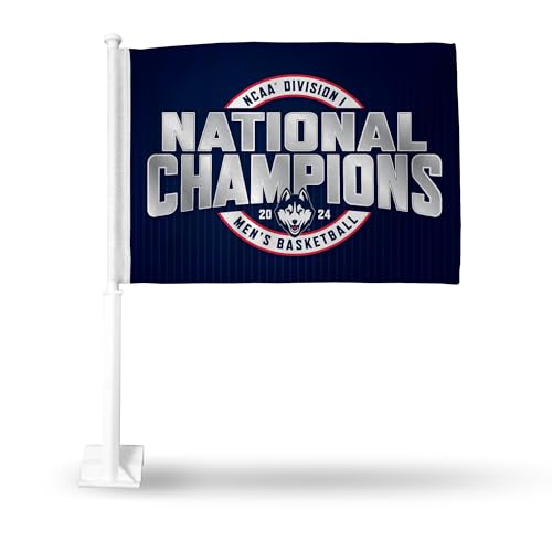 Rico Industries NCAA Connecticut Huskies - UCONN 2024 Men's National Basketball Champions Double Sided Car Flag