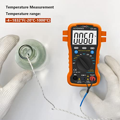Goyerrnes Digital Multimeter 6000 Counts Ac Dc Voltmeter, Current, Capacitance, Frequency, Duty-Cycle, Diode, Continuity&Temperature Backlight Lcd #TOP3
