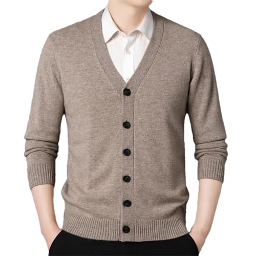 Men's Cardigan Sweaters Vintage Slim Fit V-Neck Long Sleeve Knit Sweater Outerwear
