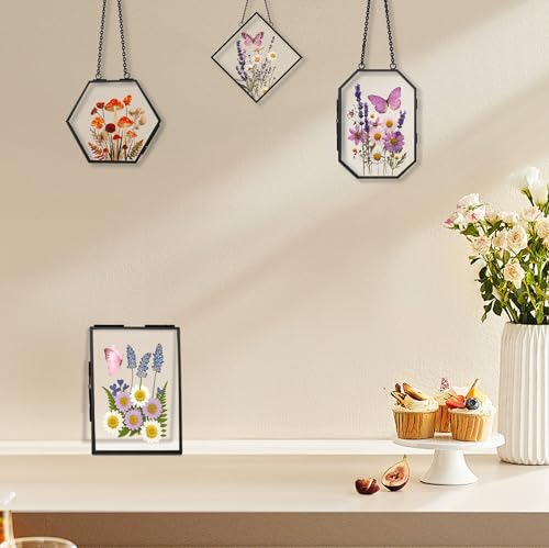 Cadre fleurs pressées double verre noir | Déco murale cabinet de curiosité - 8