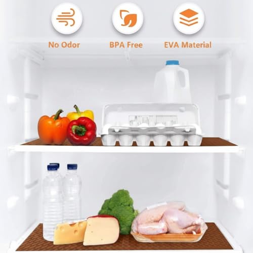 Image of JD FRESH 1.25 Meters EVA Food Grade Fridge Mats /Anti Slip Mat for Kitchen /Washable Shelf Liner Roll Sheet for Wardrobe /Cabinet /Dining Table /Drawer Mat Roll /Refrigerator Mats (Diamond Texture, Brown)