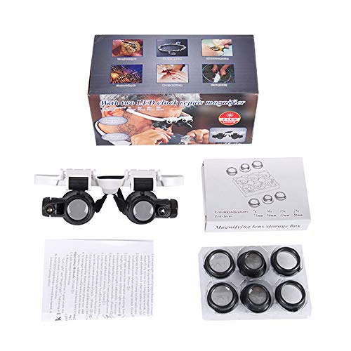Lechnical Lupas de olhos binoculares Lupas de joias Estilo de Lupa Lupa com 2 luzes LED para joalhei