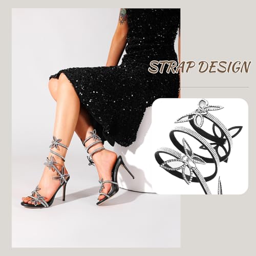 Image of perixir Gold Heels for Women, High Heels with Spiral, 4.17 inch Stiletto Heeled Sandals for Dressy Women, Lace Up Sandals Comfortable Slingback Sandal