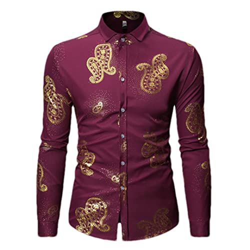Chemise rouge à imprimé rose homme coupe ajustée chic Niiyyjj
