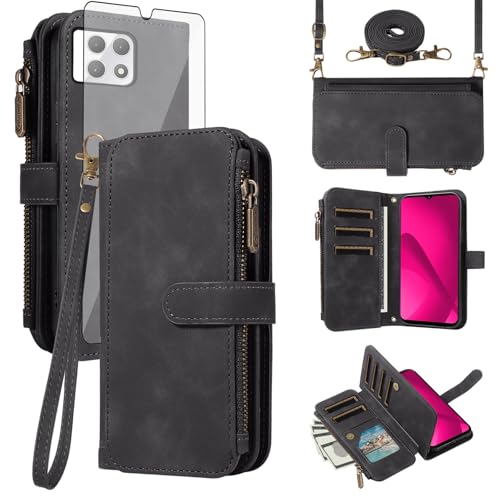 Portefeuille T-Mobile Revvl 7 5G étui en cuir avec verre trempé inclus