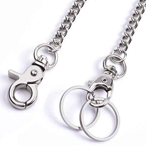Keychain, Wisdompro Heavy Duty 16 inch Pocket Keychain Wallet Chain with Lobster Clasp and 2 Keyrings for Jeans Pants
