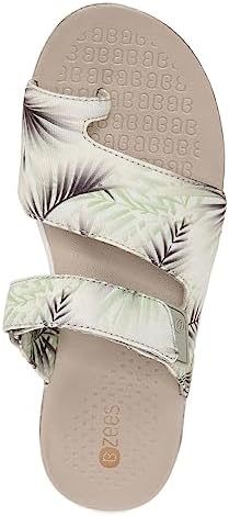 BZees Womens Carry On Slide Sandal Green Palm Leaf 6.5 M | Image 6