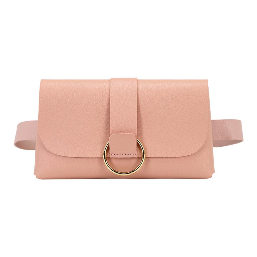 Fanny Pack PU Leather Belt Bag Purse Waist Bag Phone Pocket Pink-image-16