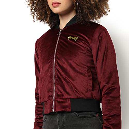 Image of Campus Sutra Women's Puffer Regular Fit Bomber Jacket for Winter Wear | Standing Collar | Full Sleeve | Zipper | Casual Jacket for Woman & Girl | Western Stylish Jacket for Women