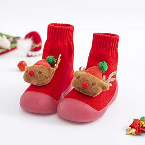 Sock Shoes Toddler,Christmas Infant Baby Boys Girls Cartoon Ears Floor Socks Non Slip Baby Step Shoes Socks Booties2