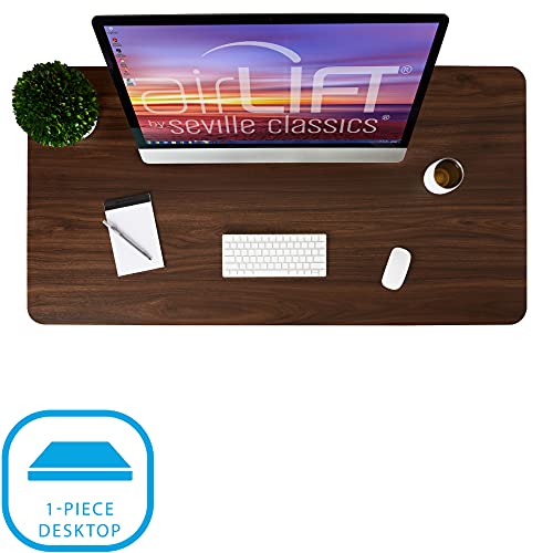 Image of Seville Classics AIRLIFT Pro S3 54 inch Solid-Top Commercial-Grade Electric Adjustable Standing Desk (51.4 inch Max Height) Table - White /Walnut