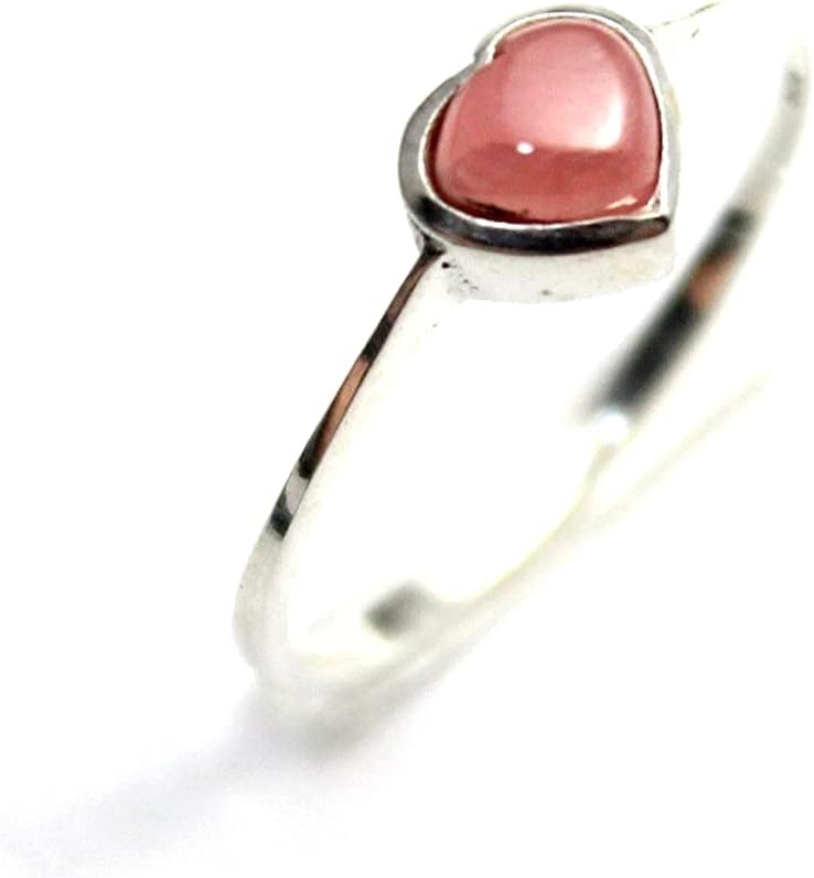 COSUMOSU Pink Heart Rhodochrosite Inca Rose Gemstone Sterling Silver Thin Ring for Women – Elegant Jewelry Gift