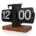 Yusat Retro Flip Clock - Vintage Digital Automatic Turning Desk Display, Battery Operated Mechanical, Black - Ideal for Home, Office, Room Decor (Battery not included)