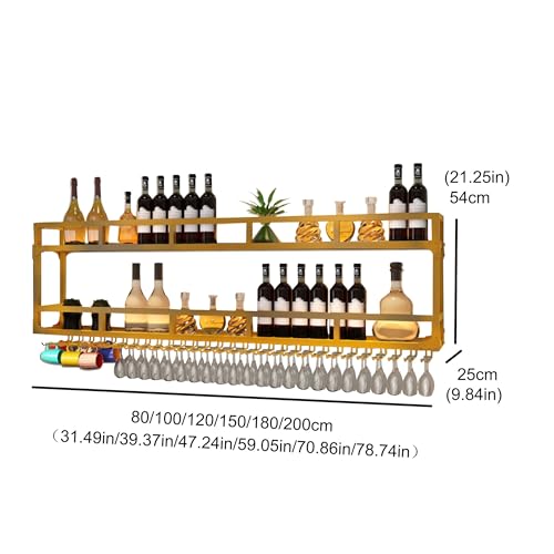 Étagère à vin murale avec support à verres suspendu et étagère LED moderne - 4