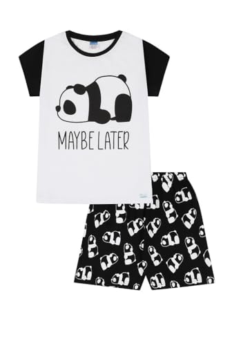 Conjunto de pijama corto para niñas Maybe Later Panda blanco, blanco, 15-16 años