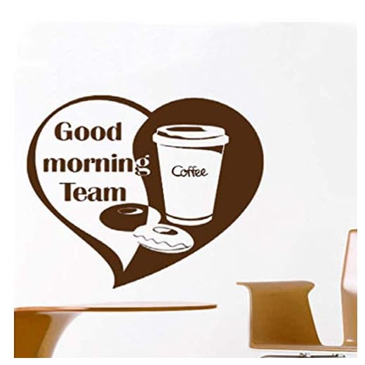 Väggklistermärken citat god morgon team delikat vinyl avtagbara väggkonstdekaler Välkommen till kafé väggdekoration 45 x 44 cm