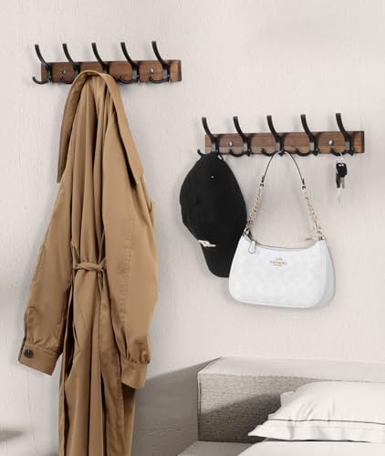 Optish Coat Rack Wall Mount For Entryway, Coat Hanger Wall Mount With 5 Black Tri-Hooks thumb #5