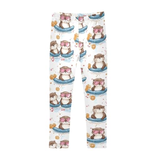 Pool Float Otter Pattern Girls Leggings Soft Stretch Workout Yoga Dance Pants for Kids Casual Tights
