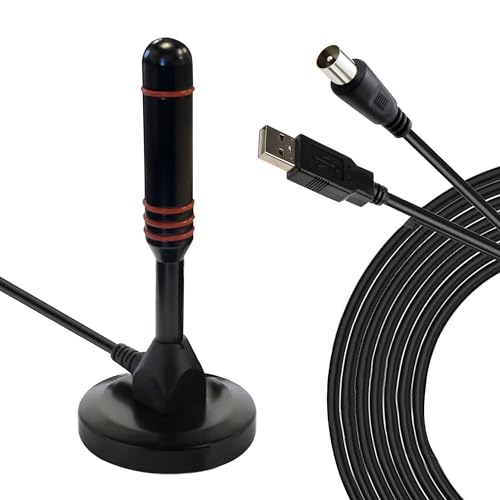 HD-Line & Leyf HD-980T Antenne TV İntérieur Puissante, High Gain VHF-UVF-FM DVB-T2 Décodeur TNT HD Terrestre/Antenne à Base magnétique Portable pour Une réception...